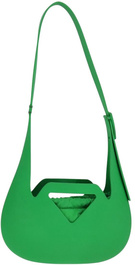 Bottega Veneta Bottega Veneta Punch Shoulder Bag Rubber with Nylon Small Groen