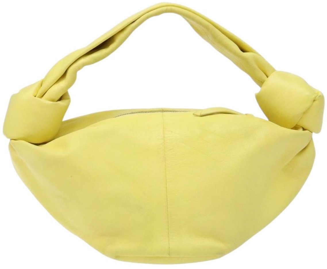 Bottega Veneta Double Knot Hobo Leather Mini Geel