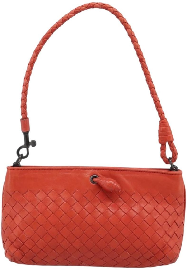 Bottega Veneta Zip Clutch Leather with Intrecciato Snakeskin Detail Rood