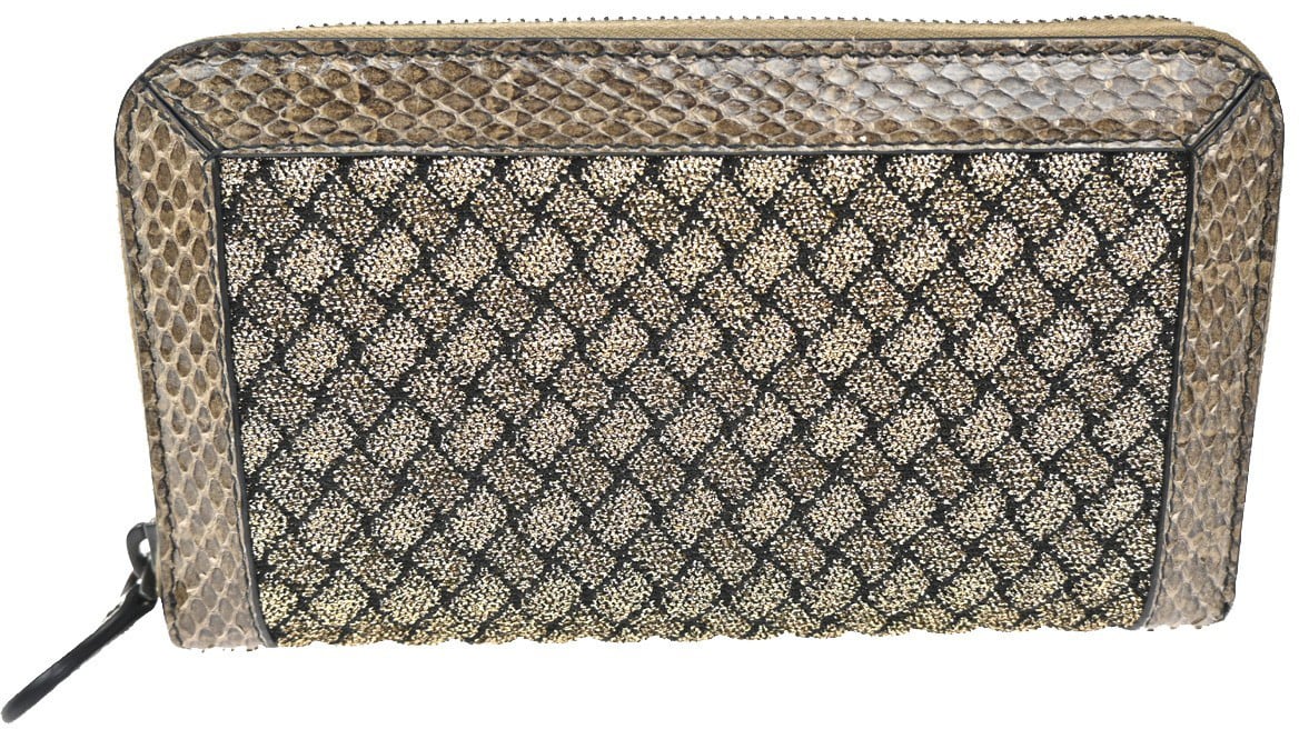 Bottega Veneta Intrecciato Long Zip Leather Bruin
