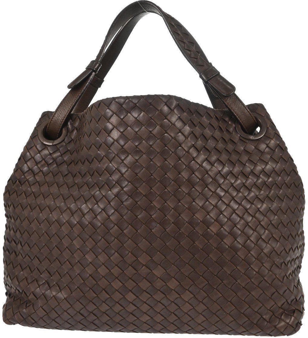 Bottega Veneta Belted Handle Tote Intrecciato Nappa Medium Bruin
