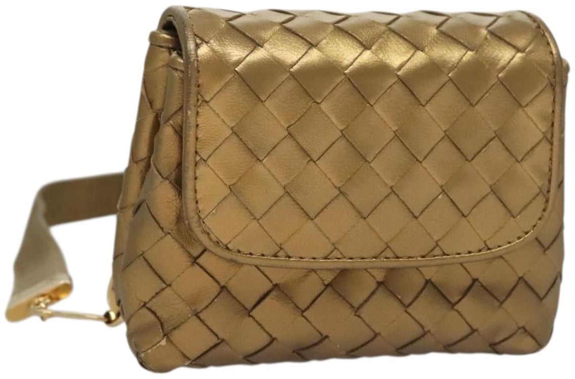 Bottega Veneta Bottega Veneta Chain Flap Shoulder Bag Leather Goud