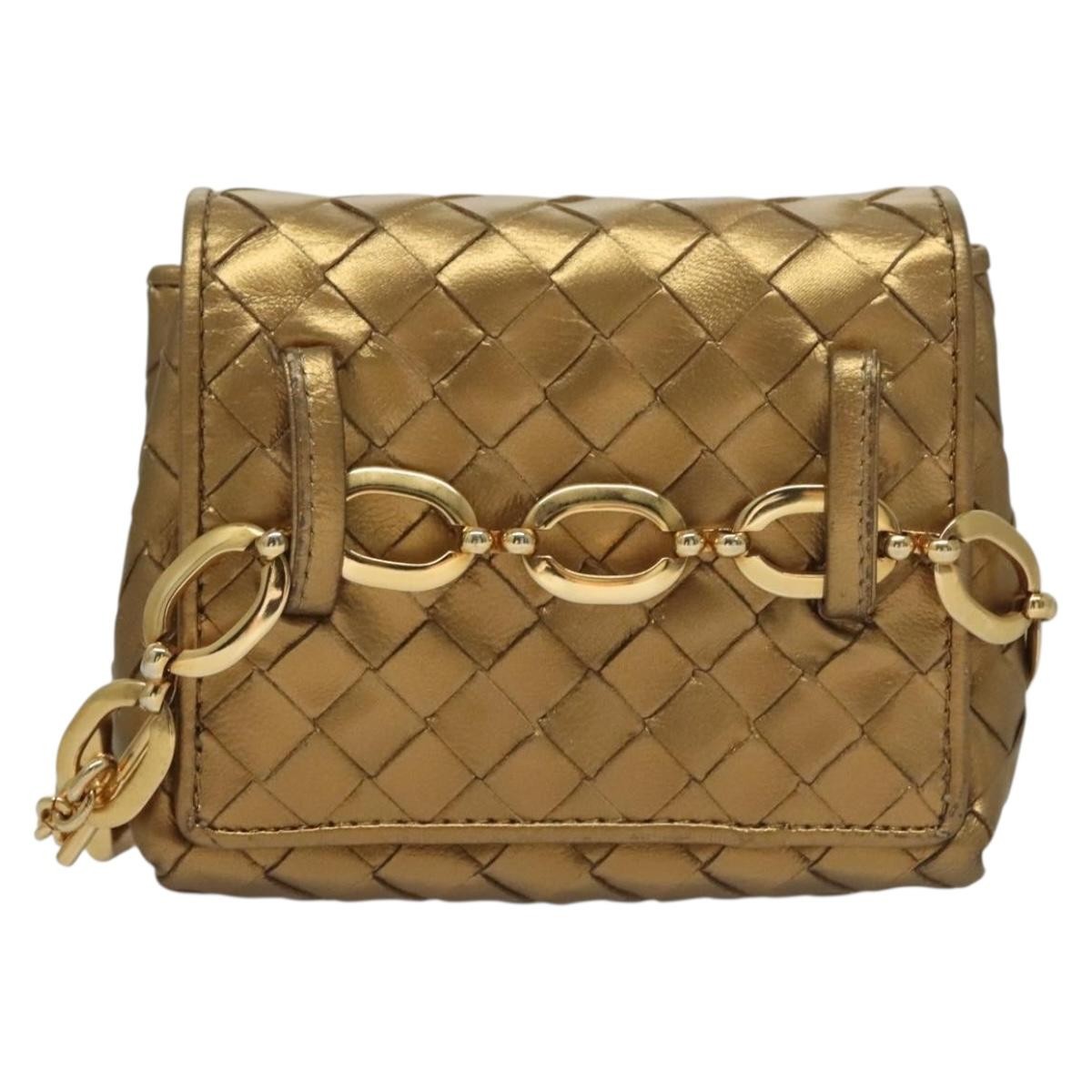 Bottega Veneta Bottega Veneta Chain Flap Shoulder Bag Leather Goud