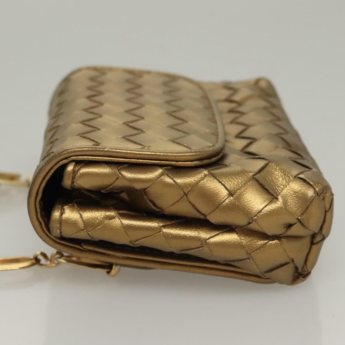 Bottega Veneta Bottega Veneta Chain Flap Shoulder Bag Leather Goud
