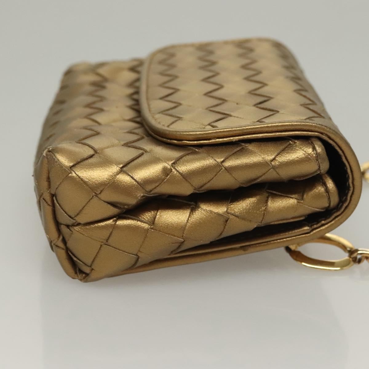 Bottega Veneta Bottega Veneta Chain Flap Shoulder Bag Leather Goud