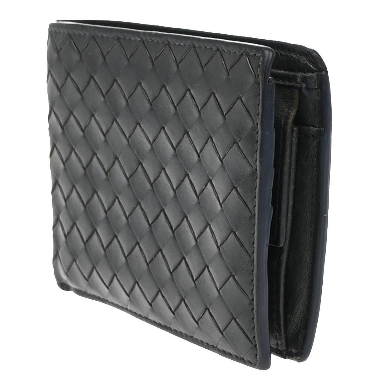 Bottega Veneta Bottega Veneta Compact Bifold Wallet Embossing Leather Bruin