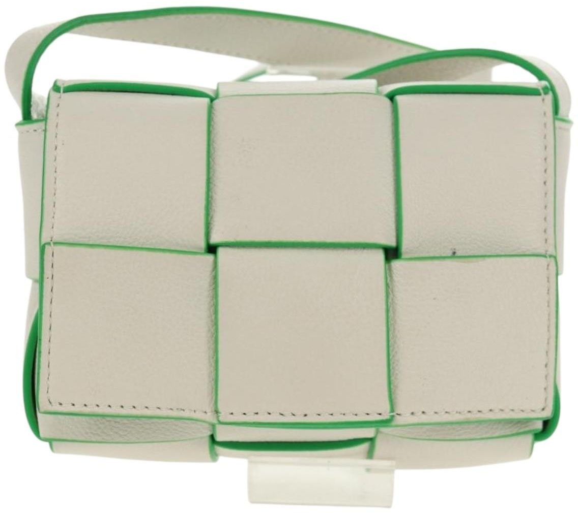 Bottega Veneta Cassette Crossbody Bag Maxi Intrecciato Leather Mini Wit