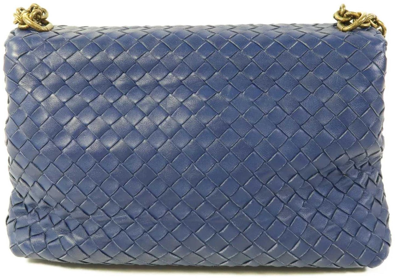 Bottega Veneta Olimpia Intrecciato Microstuds Lambskin Small Blauw