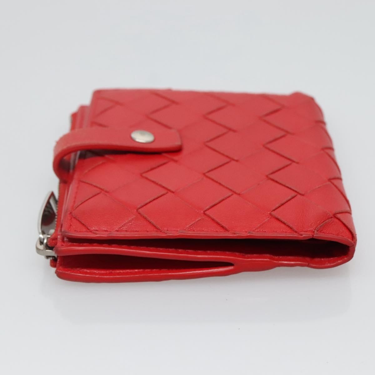 Bottega Veneta Bottega Veneta Bifold Coin Pocket Card Holder Intrecciato Nappa Rood