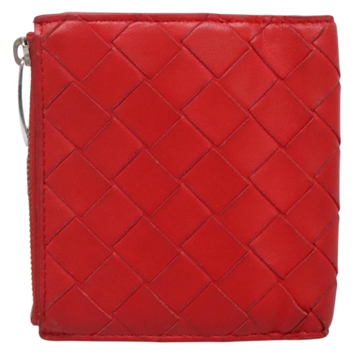 Bottega Veneta Bottega Veneta Bifold Coin Pocket Card Holder Intrecciato Nappa Rood