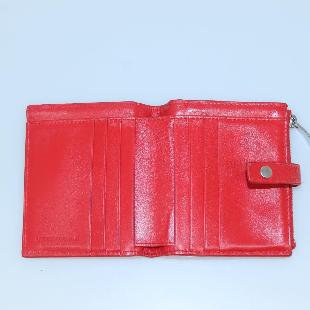 Bottega Veneta Bottega Veneta Bifold Coin Pocket Card Holder Intrecciato Nappa Rood