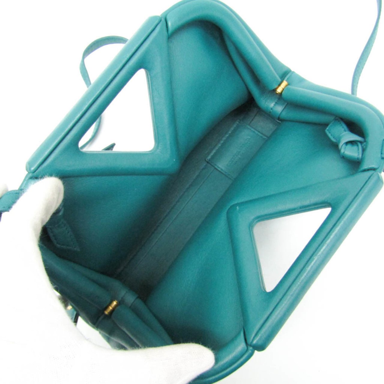 Bottega Veneta Point Shoulder Bag Leather Small Groen