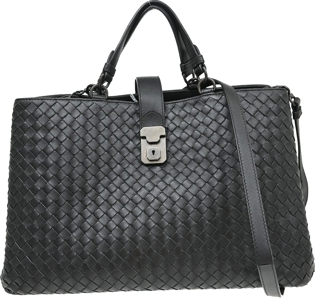 Bottega Veneta Roma Intrecciato Nappa Large Zwart