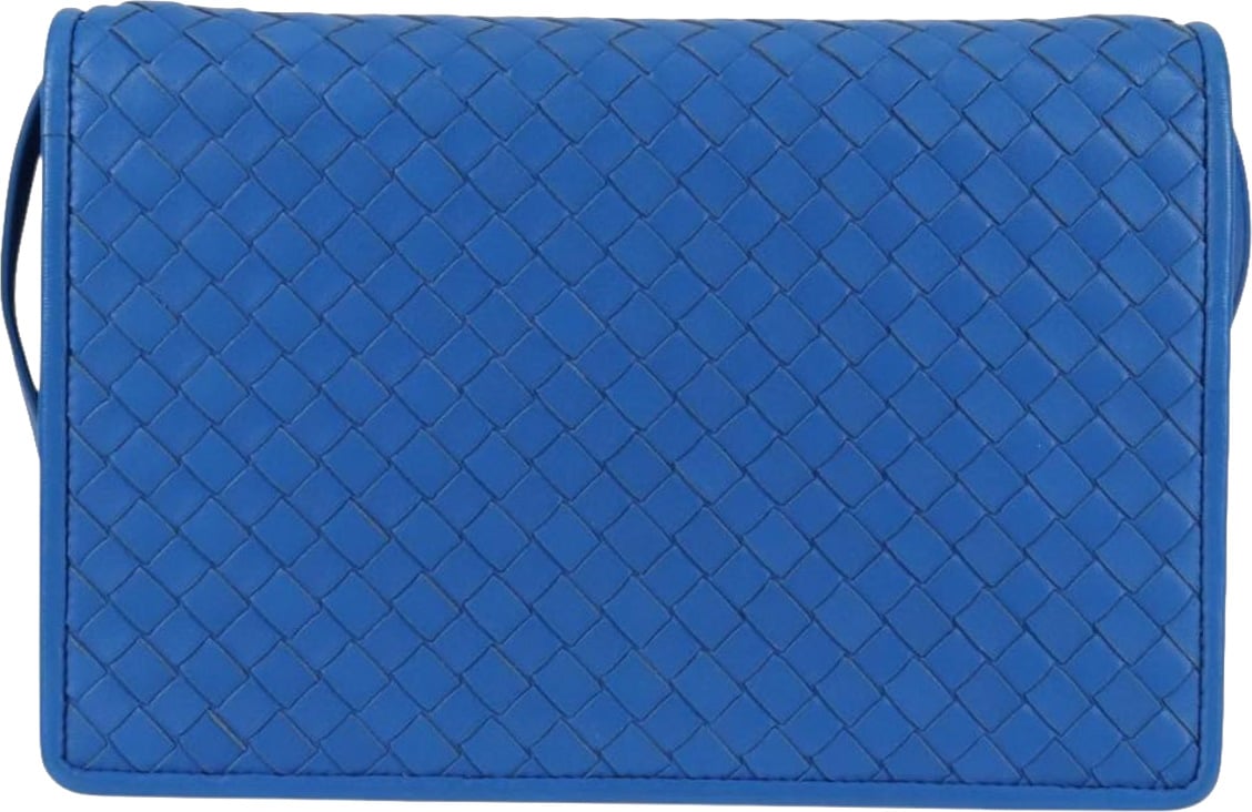 Bottega Veneta Double Compartment Flap Intrecciato Nappa Medium Blauw