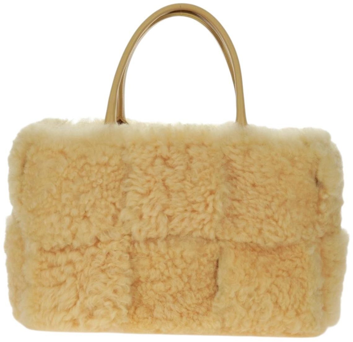 Bottega Veneta Bottega Veneta Arco Tote Intrecciato Shearling Small Geel