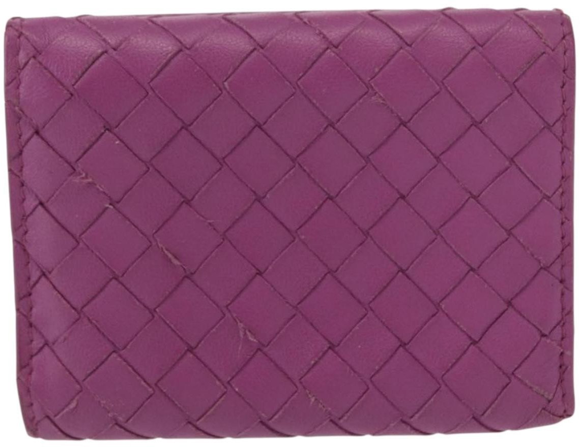 Bottega Veneta Bottega Veneta Trifold Wallet Intrecciato Leather Medium Paars
