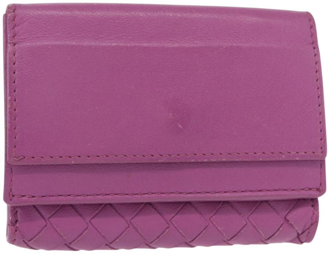 Bottega Veneta Bottega Veneta Trifold Wallet Intrecciato Leather Medium Paars