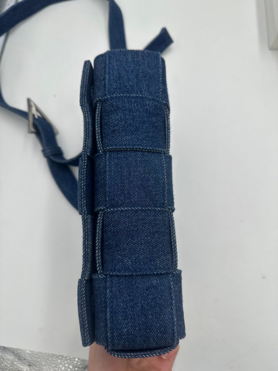 Bottega Veneta Cassette Crossbody Bag Maxi Intrecciato Denim Navy