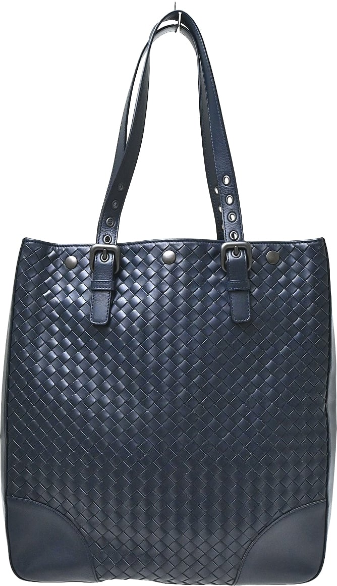 Bottega Veneta Belted Snap Tote Intrecciato Nappa Medium Navy