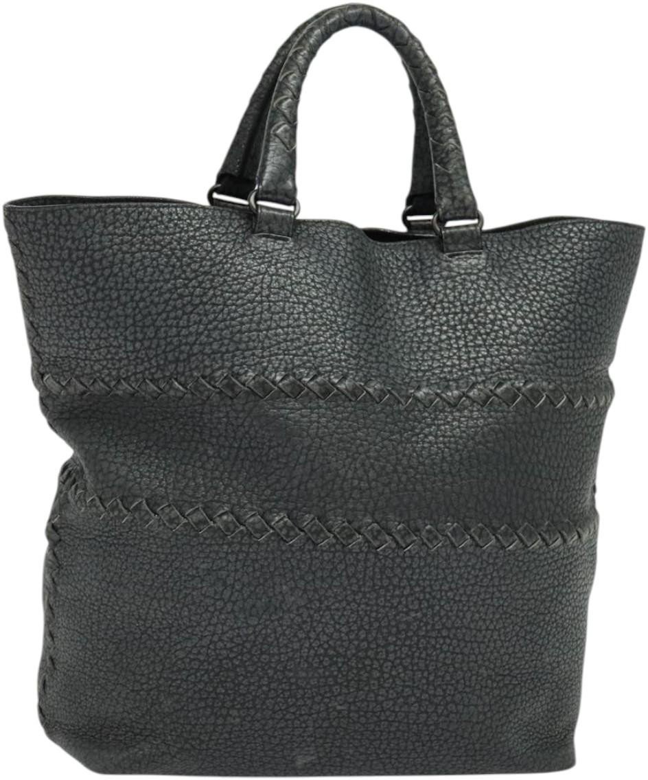 Bottega Veneta Bottega Veneta Shopping Tote Leather with Intrecciato Detail Large Grijs