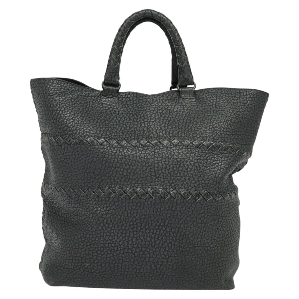 Bottega Veneta Bottega Veneta Shopping Tote Leather with Intrecciato Detail Large Grijs