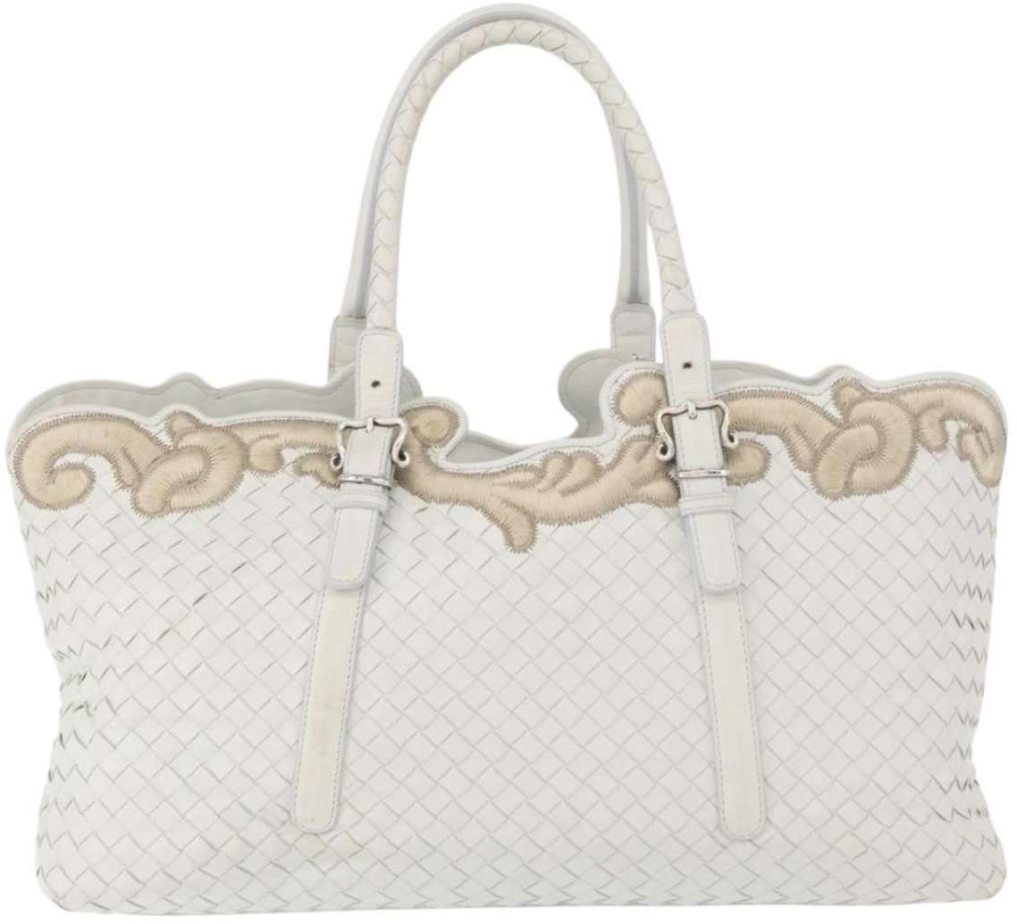 Bottega Veneta Belted Cabas Tote Intrecciato Nappa with Stitched Detail Large Wit