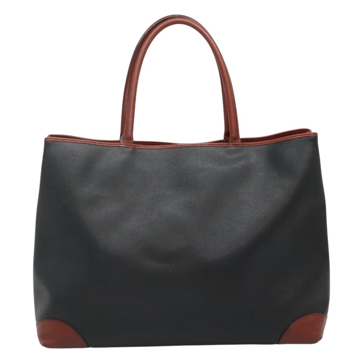 Bottega Veneta Bottega Veneta Marco Polo Tote Coated Canvas and Leather Detail Large Zwart