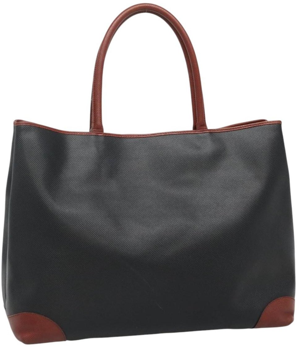 Bottega Veneta Bottega Veneta Marco Polo Tote Coated Canvas and Leather Detail Large Zwart