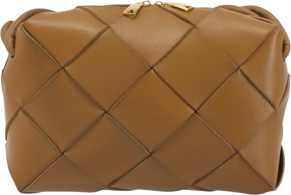 Bottega Veneta Cassette Camera Maxi Intrecciato Leather Small Bruin