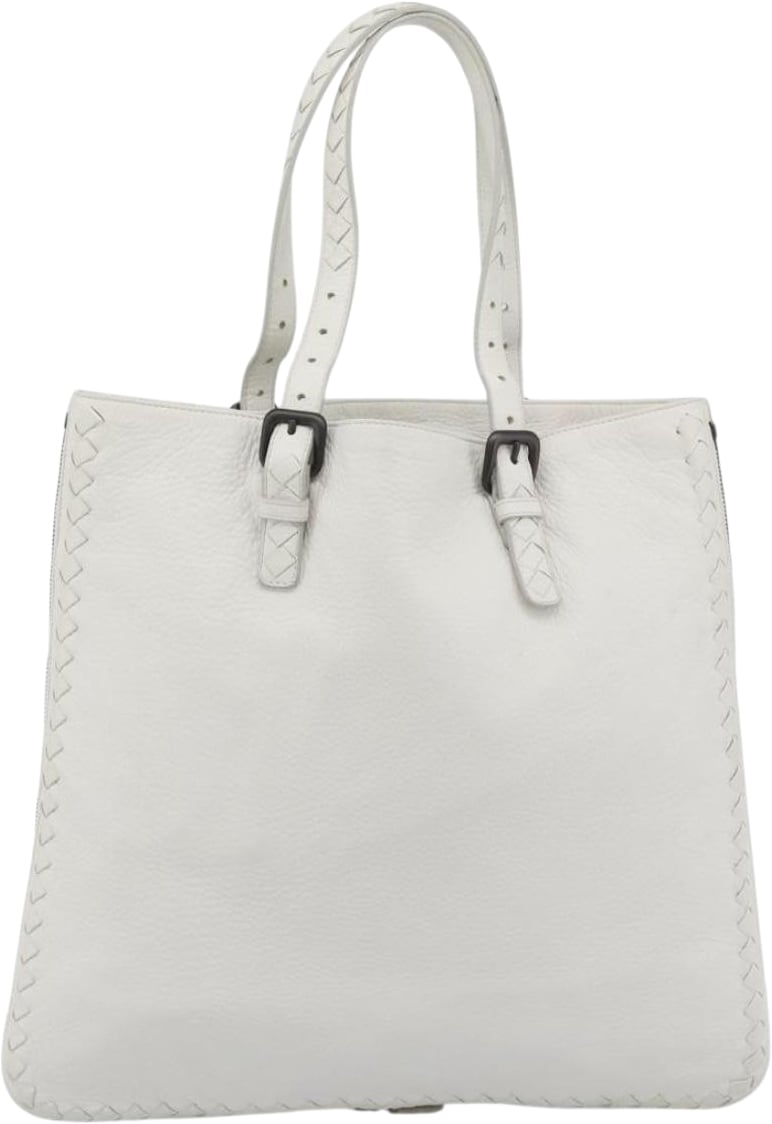 Bottega Veneta Belted Tote Intrecciato Nappa Medium Wit