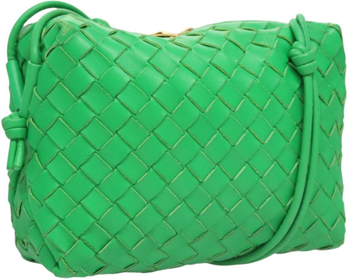 Bottega Veneta Bottega Veneta Loop Crossbody Bag Intrecciato Nappa Small Groen