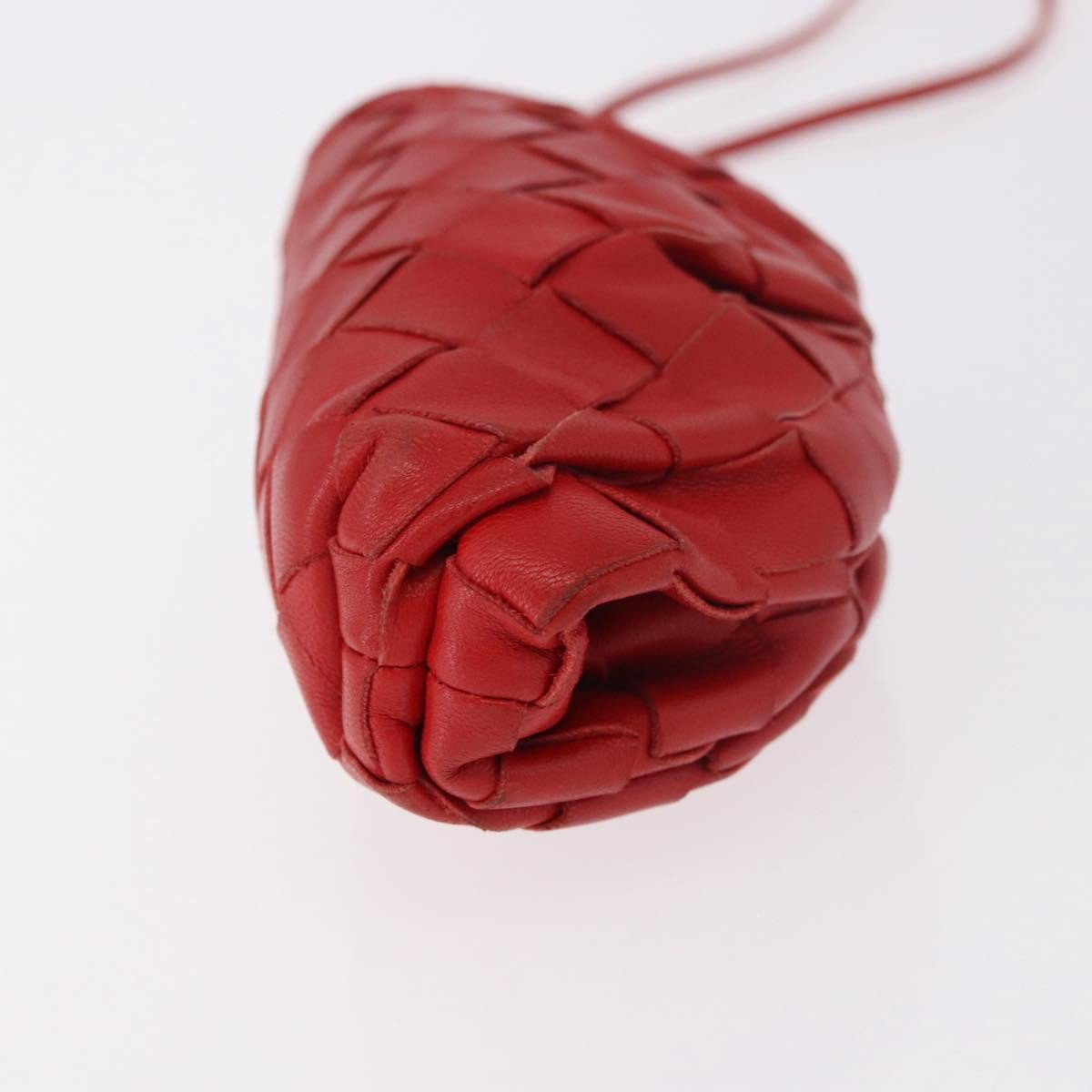 Bottega Veneta The Pouch Coin Purse Intrecciato Nappa Rood
