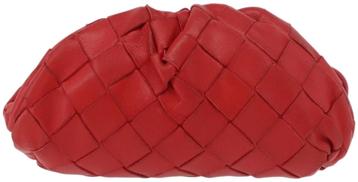 Bottega Veneta The Pouch Coin Purse Intrecciato Nappa Rood