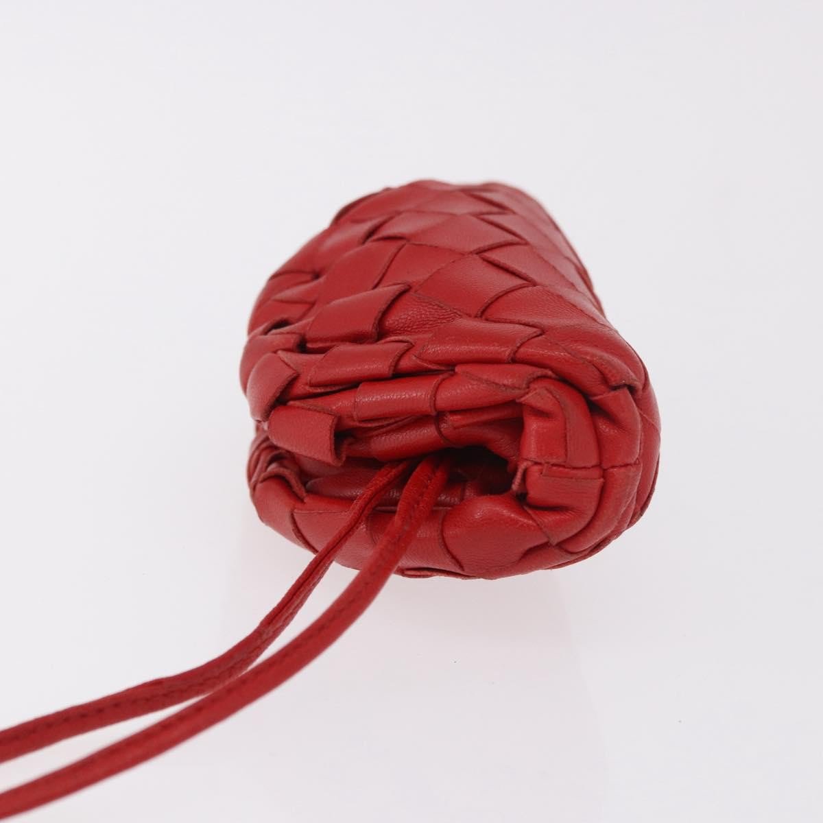 Bottega Veneta The Pouch Coin Purse Intrecciato Nappa Rood