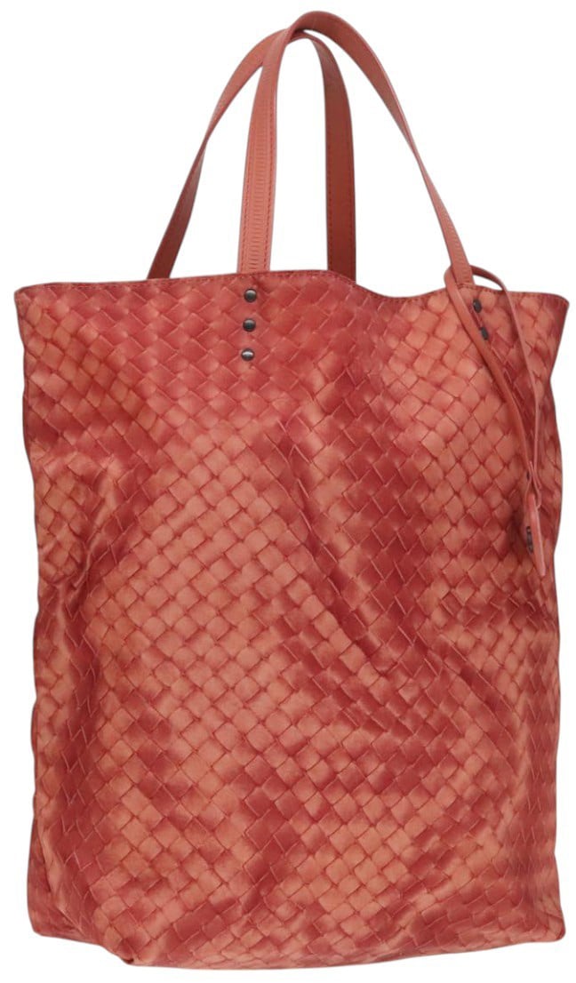Bottega Veneta Bottega Veneta Intrecciolusion Tote Printed Nylon Medium Oranje