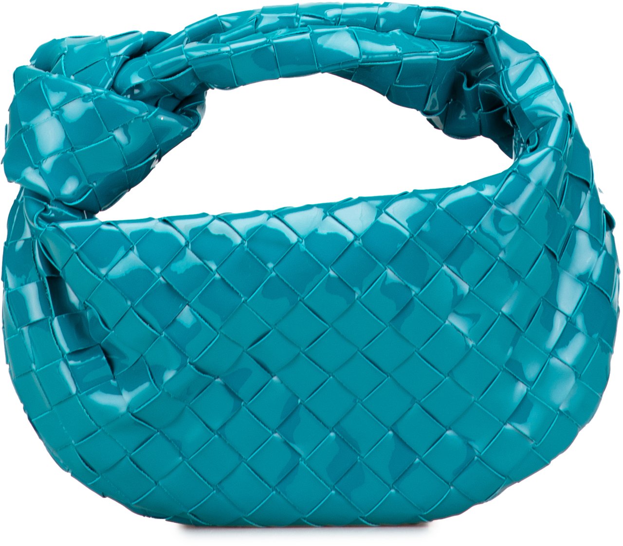 Bottega Veneta Mini Patent Intrecciato Jodie Blauw