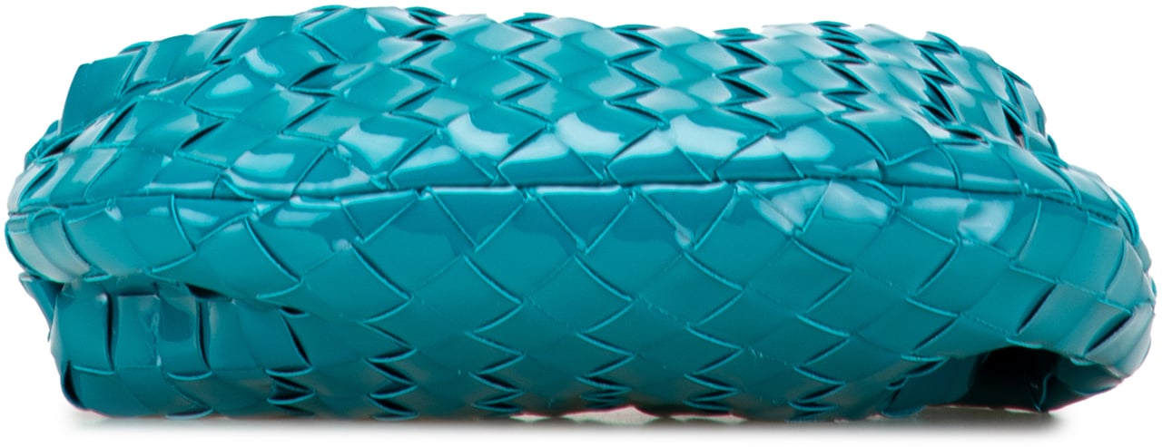 Bottega Veneta Mini Patent Intrecciato Jodie Blauw