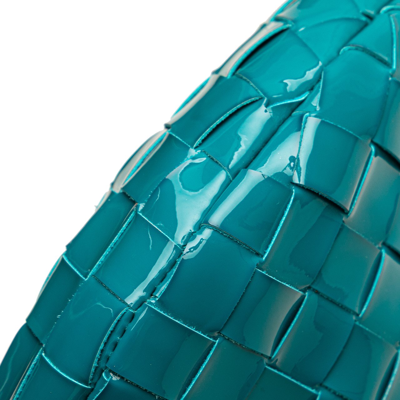 Bottega Veneta Mini Patent Intrecciato Jodie Blauw