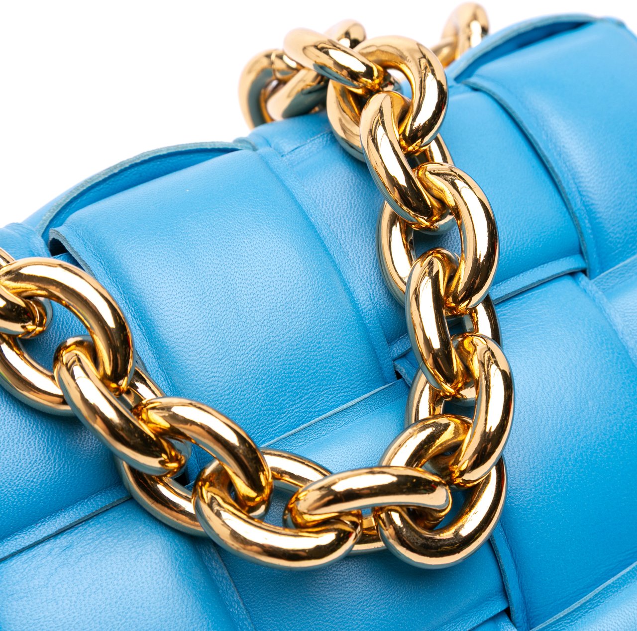 Bottega Veneta Nappa Intrecciato Padded Chain Cassette Satchel Blauw