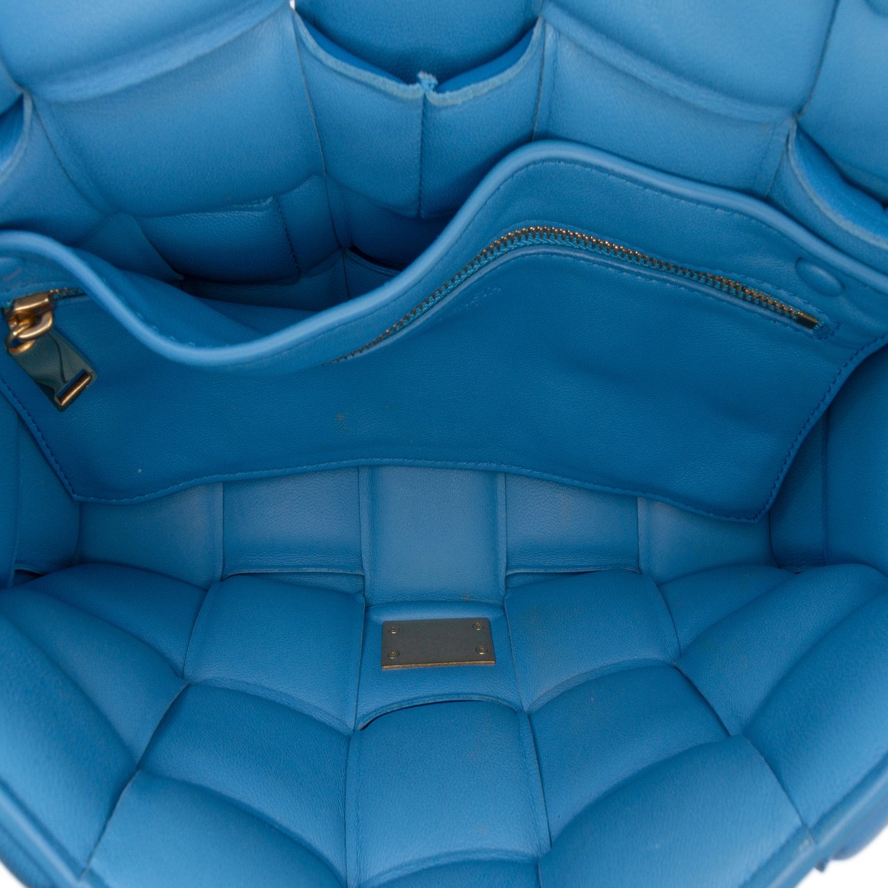 Bottega Veneta Nappa Intrecciato Padded Chain Cassette Satchel Blauw