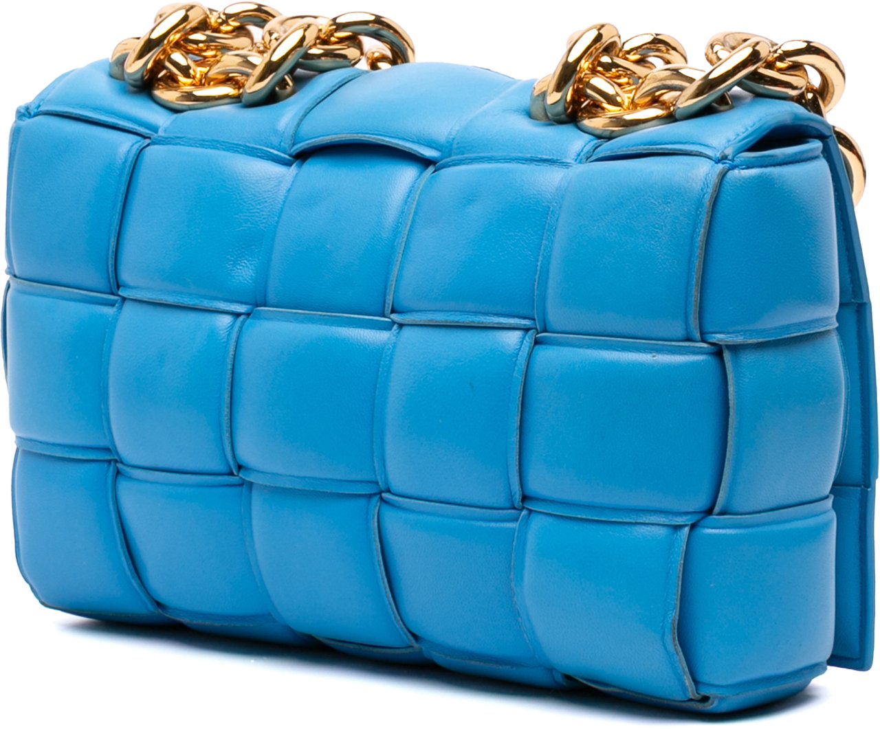 Bottega Veneta Nappa Intrecciato Padded Chain Cassette Satchel Blauw