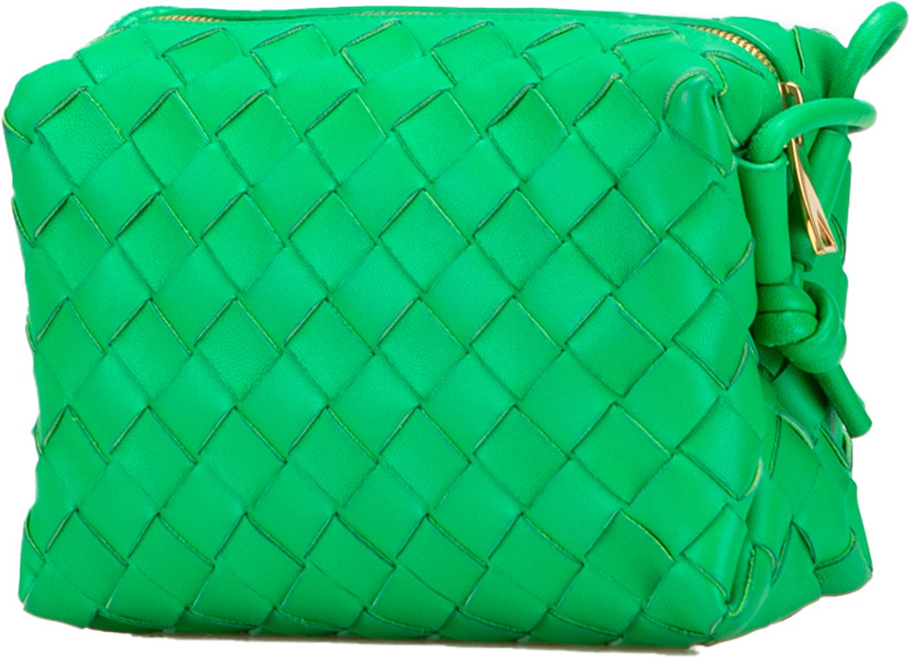Bottega Veneta Mini Lambskin Intrecciato Loop Camera Bag Groen