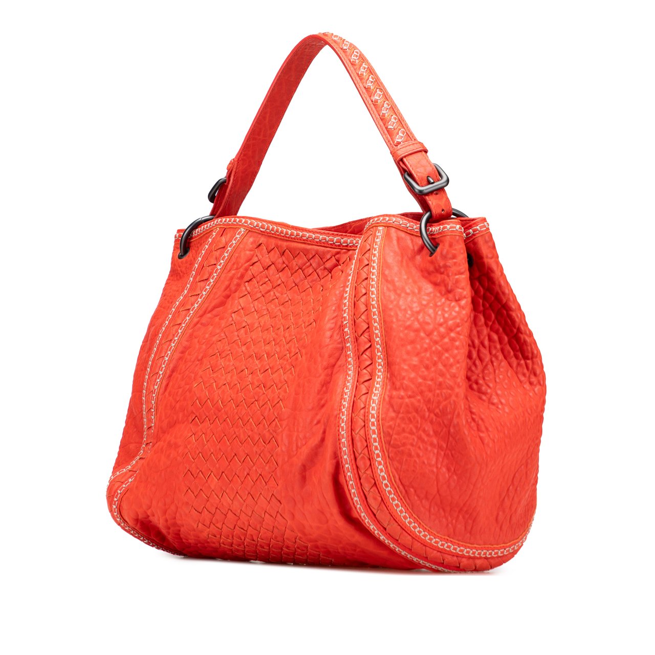 Bottega Veneta Leather Intrecciato Tote Oranje