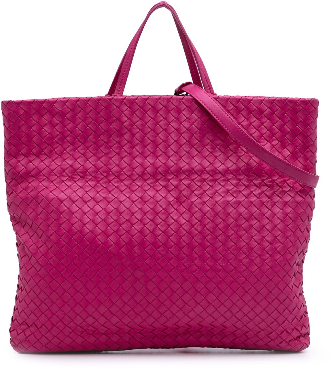 Bottega Veneta Nappa Intrecciato Fold Over Tote Roze