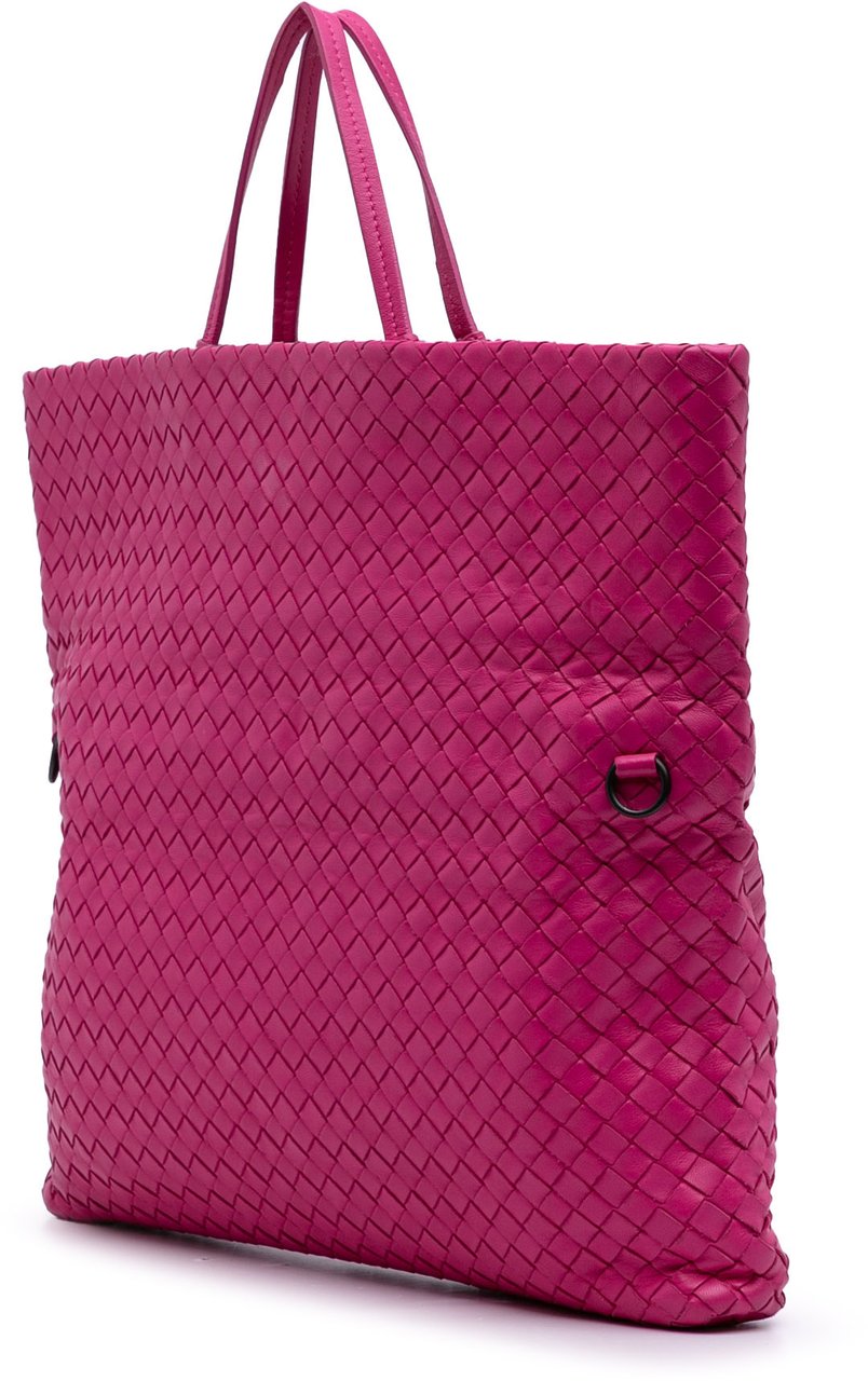 Bottega Veneta Nappa Intrecciato Fold Over Tote Roze