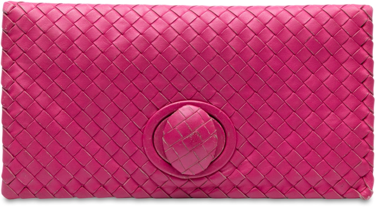 Bottega Veneta Nappa Intrecciato Turn Lock Clutch Roze