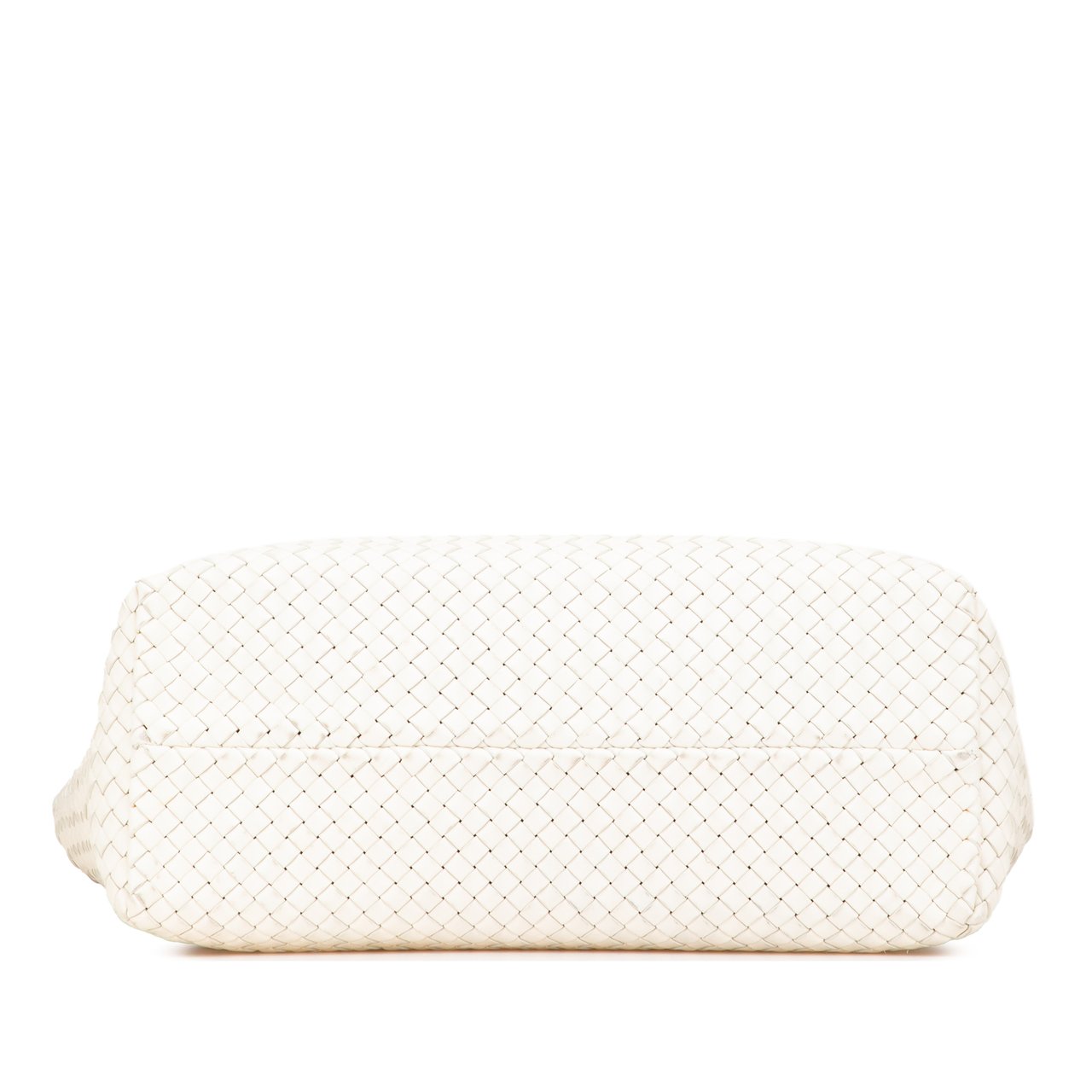 Bottega Veneta Medium Lambskin Intreccio Cabat Tote Wit