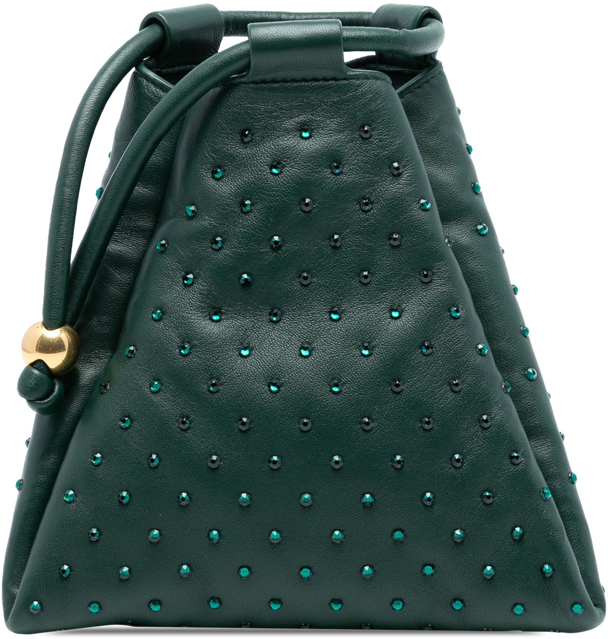 Bottega Veneta Mini Lambskin Crystal Embellished Triangle Handbag Groen