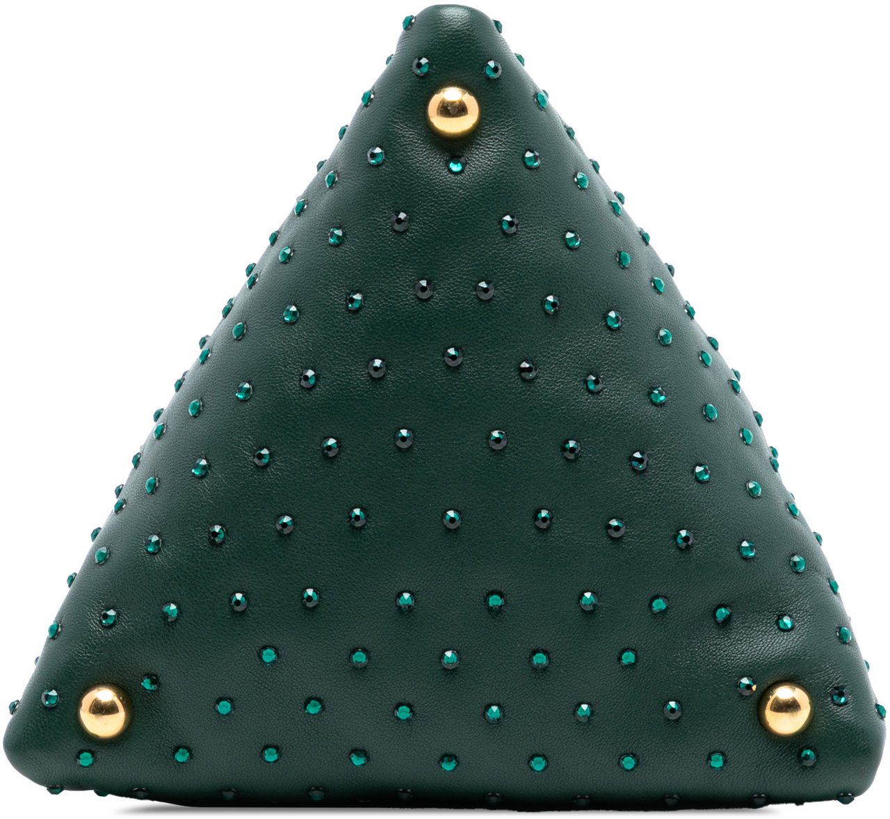 Bottega Veneta Mini Lambskin Crystal Embellished Triangle Handbag Groen