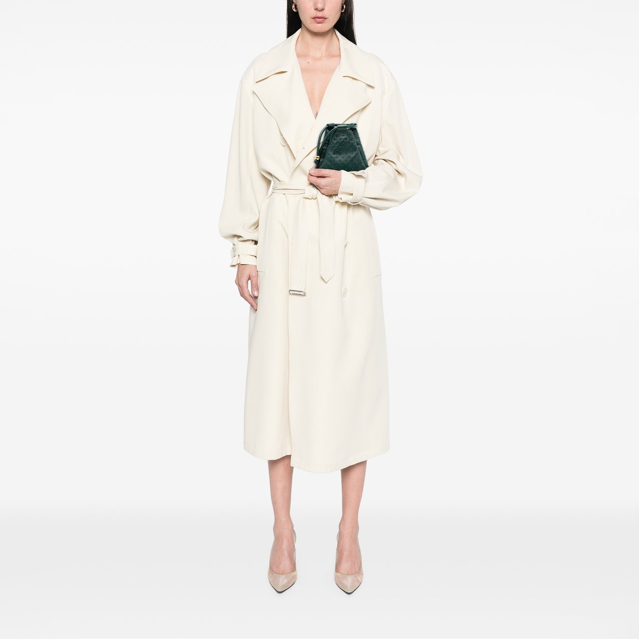 Bottega Veneta Mini Lambskin Crystal Embellished Triangle Handbag Groen